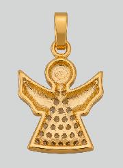 Pendentif Médaille de Baptême Ange-Gardien en Plaqué Or et Diamants
