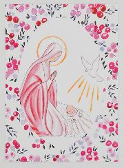 Image de Baptême - Vierge Marie et Colombe de l'Esprit Saint
