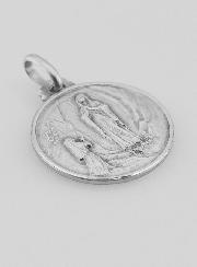 Médaille de Baptême Notre Dame de Lourdes en Argent Massif