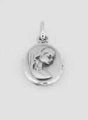 Médaille de Baptême Vierge Marie au Voile en Argent Massif