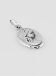 Médaille de Baptême Vierge Marie au Voile en Argent Massif