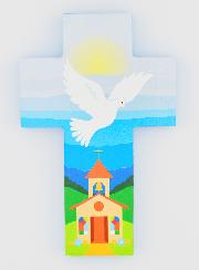 Croix Colombe Esprit Saint et Eglise - Cadeau de Baptême
