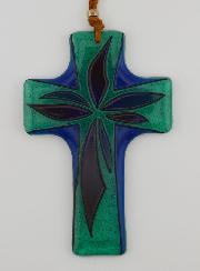 Cadeau de Baptême - Croix en Verre Artisanale