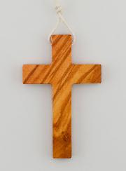 Croix d'Aube de Communion en Bois d'Olivier avec Cordon Blanc