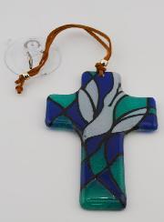 Croix Colombe de l'Esprit Saint en Verre