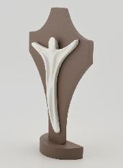 Crucifix Stylisé en Céramique et Bois