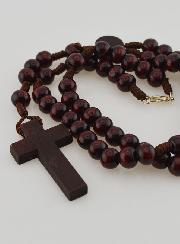 Collier Chapelet en Bois sur Corde - 40 cm
