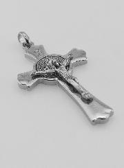 Pendentif Croix de Saint Benoit Argenté - 5 cm