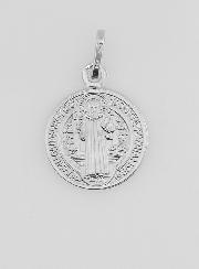 Médaille Saint Benoit en Argent Massif - 15 mm