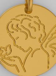 Médaille Ange-Gardien à l'Oiseau en Or Jaune 9 Carats
