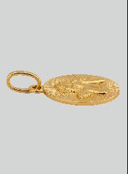 Médaille de Baptême Ange-Gardien Ronde Diamantée en Or
