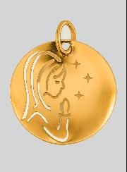 Médaille Vierge en Prière aux étoiles en Or 9 Carats