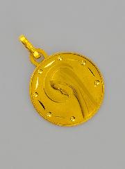 Médaille Profil Vierge Marie au Voile en Or 9 Carats