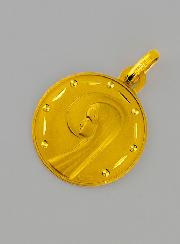 Médaille Profil Vierge Marie au Voile en Or 9 Carats
