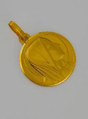 Médaille de Baptême Classique Vierge Marie au Voile en Or