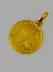 Médaille de Baptême Classique Vierge Marie au Voile en Or