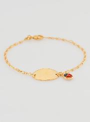 Bracelet Gourmette de Baptême Bébé en Plaqué Or - Coccinelle