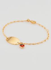 Bracelet Gourmette de Baptême Bébé en Plaqué Or - Coccinelle