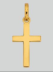 Pendentif Petite Croix Fil Plat en Or Jaune Massif