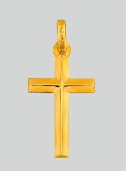 Pendentif Croix Fil Relief en Or Jaune Massif
