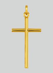 Pendentif Croix Fil Rond en Or Jaune 375/1000