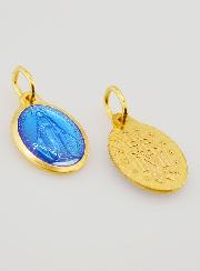 Médaille Miraculeuse Dorée - Email Bleu - 15 mm