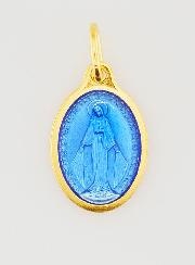 Médaille Miraculeuse Dorée - Email Bleu - 15 mm