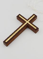 Pendentif Croix d'Aube en Bois Doré