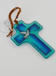 Croix en Verre - Colombe de la Paix à l'Olivier
