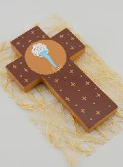 Croix Enfant en Bois L'Eau du Baptême - 12 cm