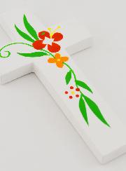 Croix Enfant en Bois - Fleurs de Printemps