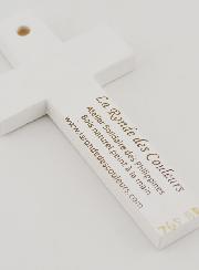 Croix Enfant en Bois - Fleurs de Printemps