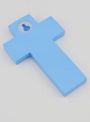 Croix en Bois Cierge Alpha & Oméga - Bleu