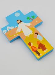 Croix Enfant en Bois - Jésus-Christ et les Enfants