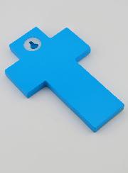 Croix en Bois Esprit Saint et Église - Bleue