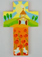 Croix en Bois - Église & Coquelicots