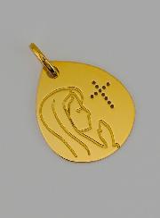 Médaille Sainte Vierge au Voile et Croix en Or