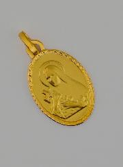Médaille Sainte Thérèse en Or Massif 18 Carats - 17 mm
