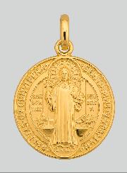 Médaille Saint Benoît en Or Massif 18 Carats - 16 mm
