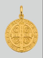 Médaille Saint Benoît en Or Massif 18 Carats - 16 mm