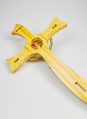 Grande Croix Murale de Saint Benoît en Bois et Bronze - 48cm