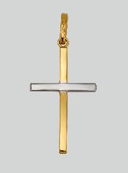 Pendentif Croix du Christ Or Jaune & Or Blanc - 25mm - Or Massif 18 Carats