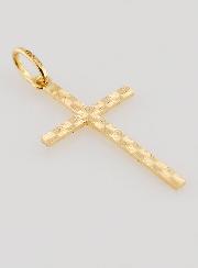 Pendentif Croix Classique Diamantée - 27mm - Or Massif 18 Carats