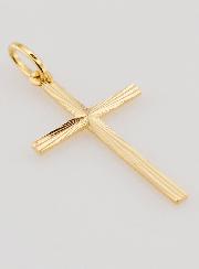 Pendentif Croix Classique Diamantée - 27mm - Or Massif 18 Carats