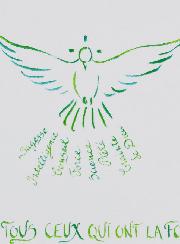 Carte de Confirmation - Septs Dons Sacrés - Colombe Verte