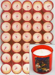 24 Bougies Veilleuses de Noël Rouge - La Nativité du Christ