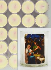 24 Bougies Veilleuses de Noël Blanche - La Nativité du Christ