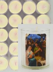 48 Bougies Veilleuses de Noël Blanche - La Nativité du Christ
