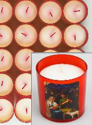 48 Bougies Veilleuses de Noël Rouge - La Nativité du Christ