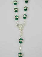 Chapelet en Cristal Vert Émeraude & Argent